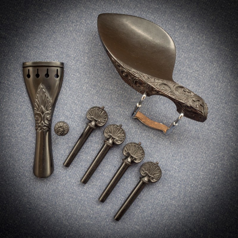 Set Accesorii Vioara Abanos Sculptate